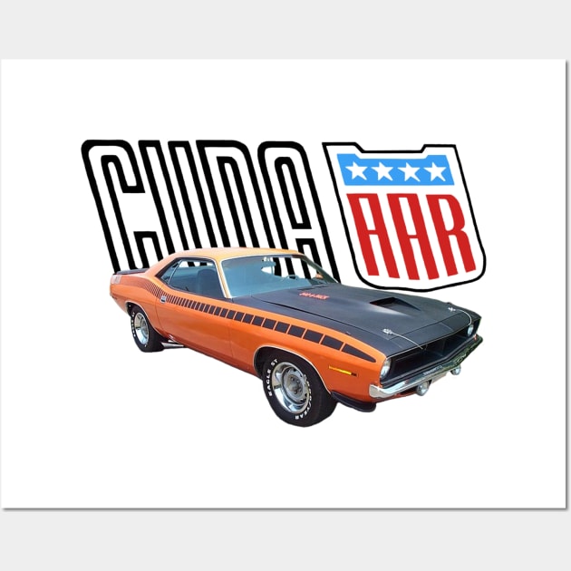 Orange 1970  AAR Cuda Wall Art by Permages LLC